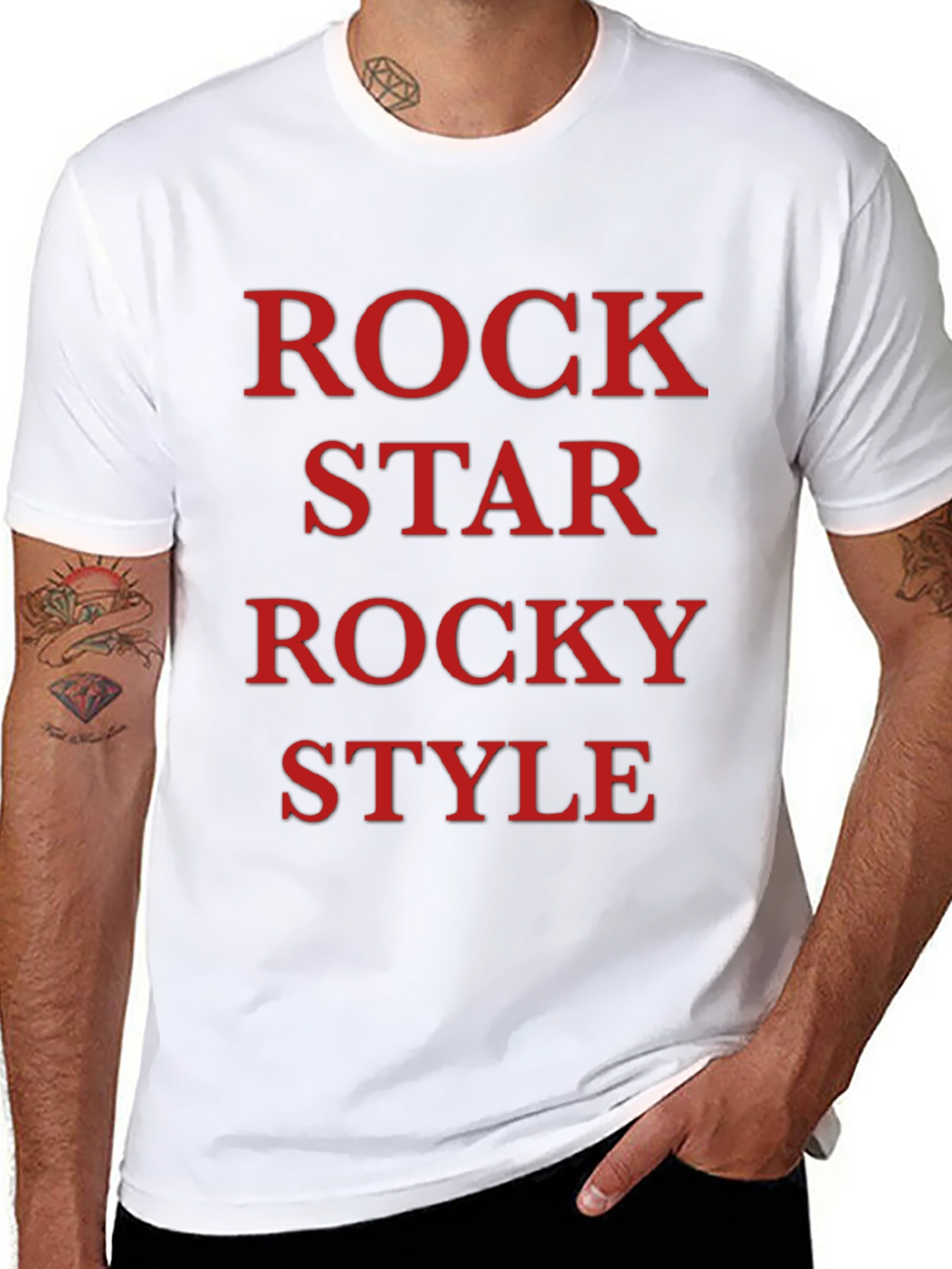 Rock Star Rocky Style Black T-Shirt