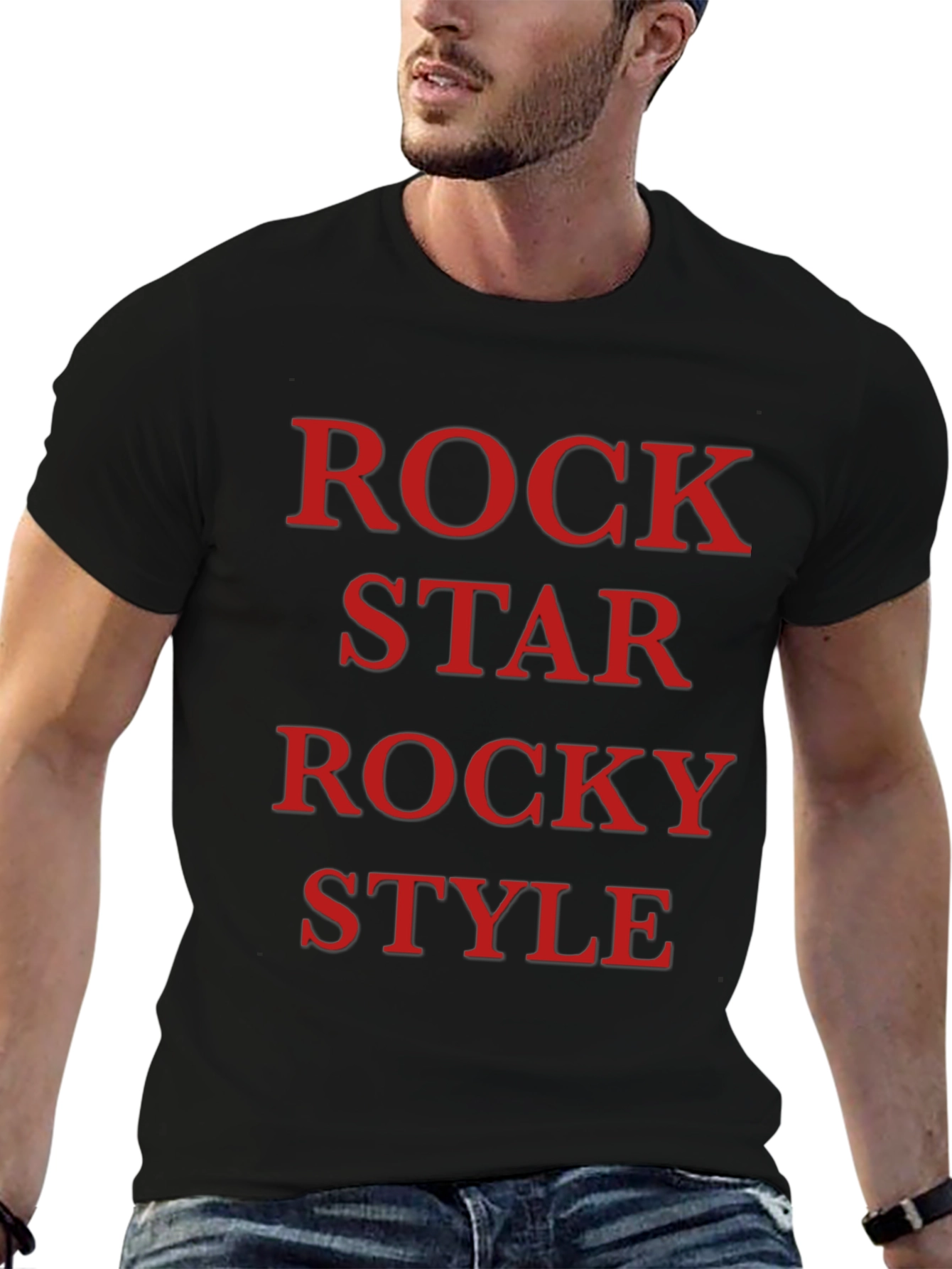 Rock Star Rocky Style Black T-Shirt