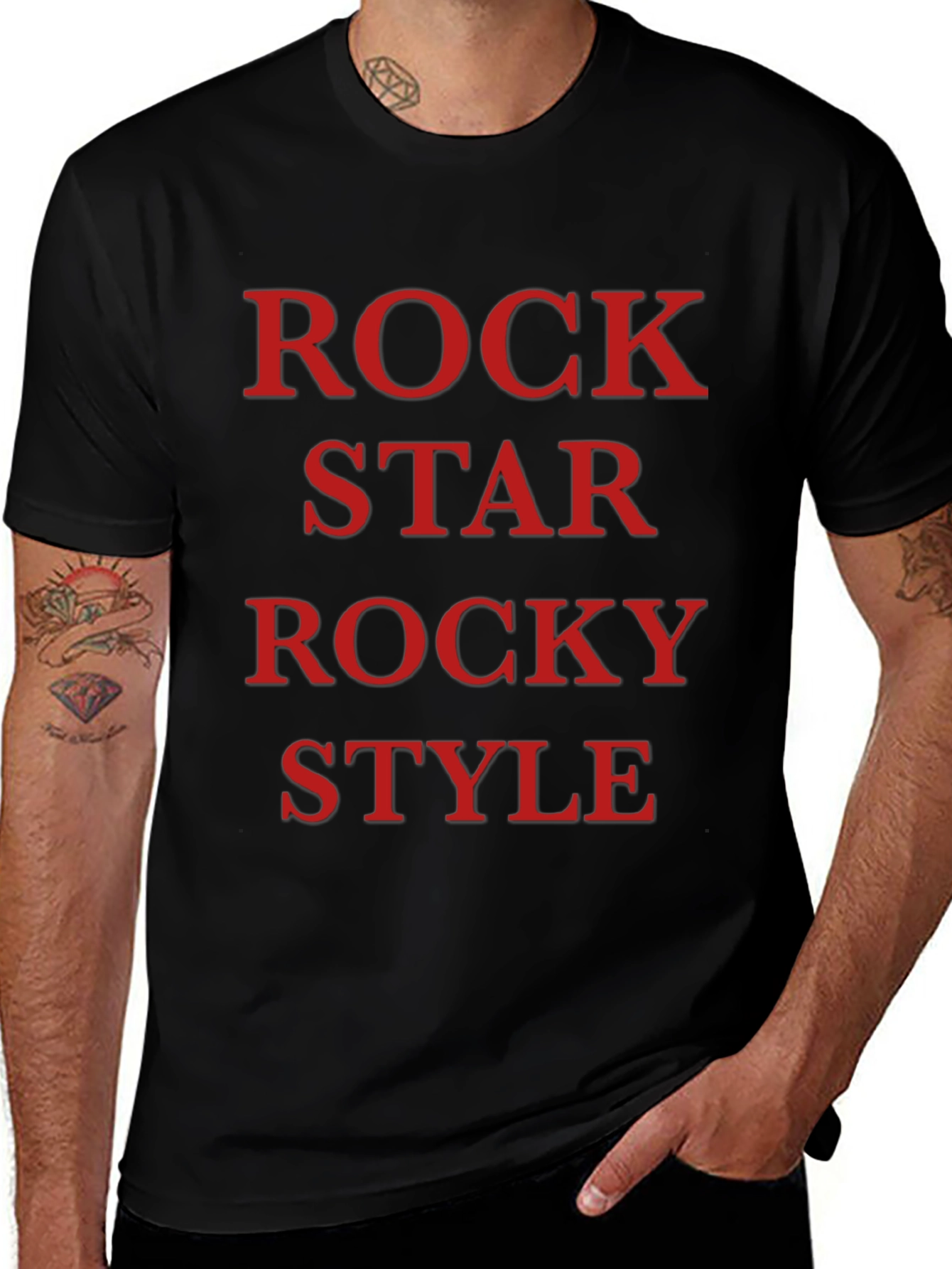 Rock Star Rocky Style Black T-Shirt