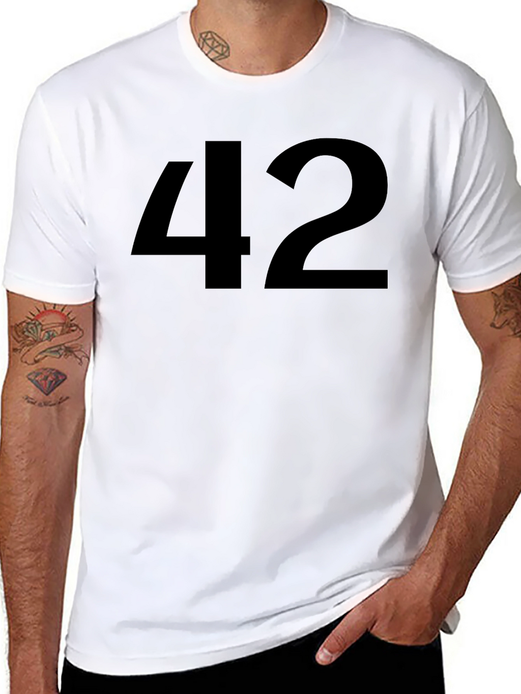 Mens Black T-Shirt with 42 Graphic