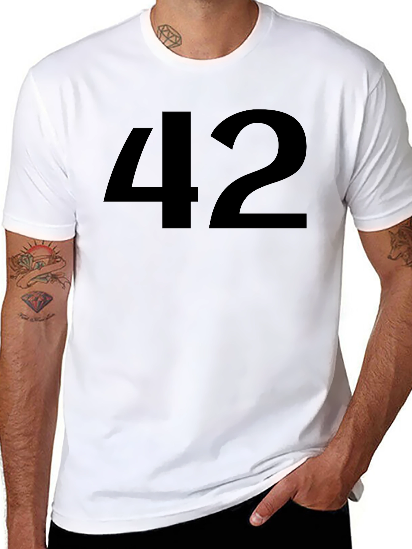 Mens Black T-Shirt with 42 Graphic