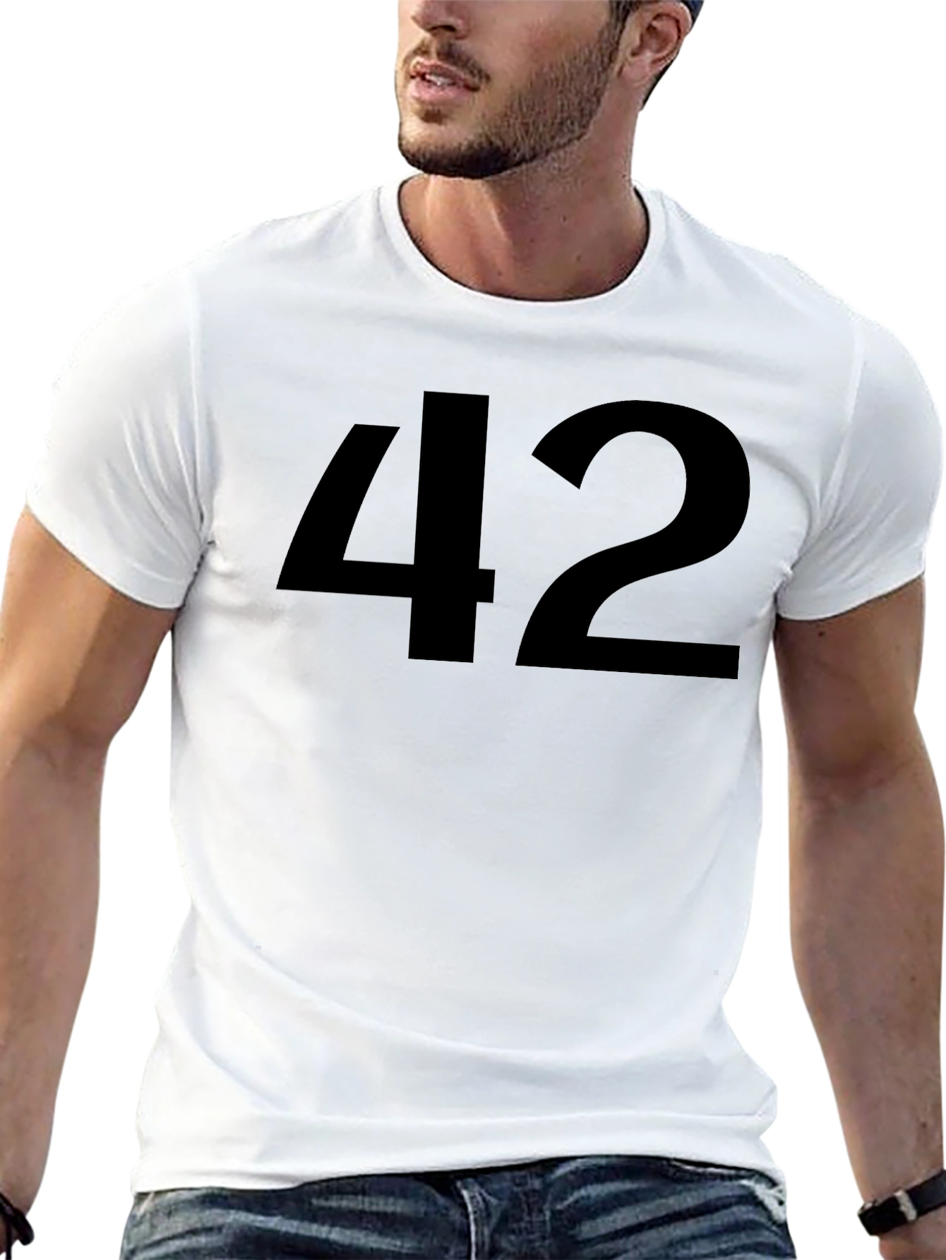 Mens Black T-Shirt with 42 Graphic