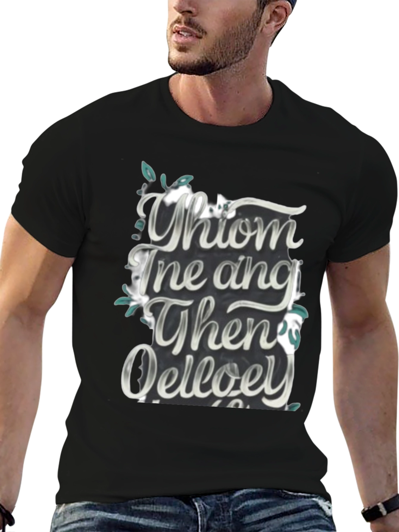 Whimsical Text Graphic Black Tee