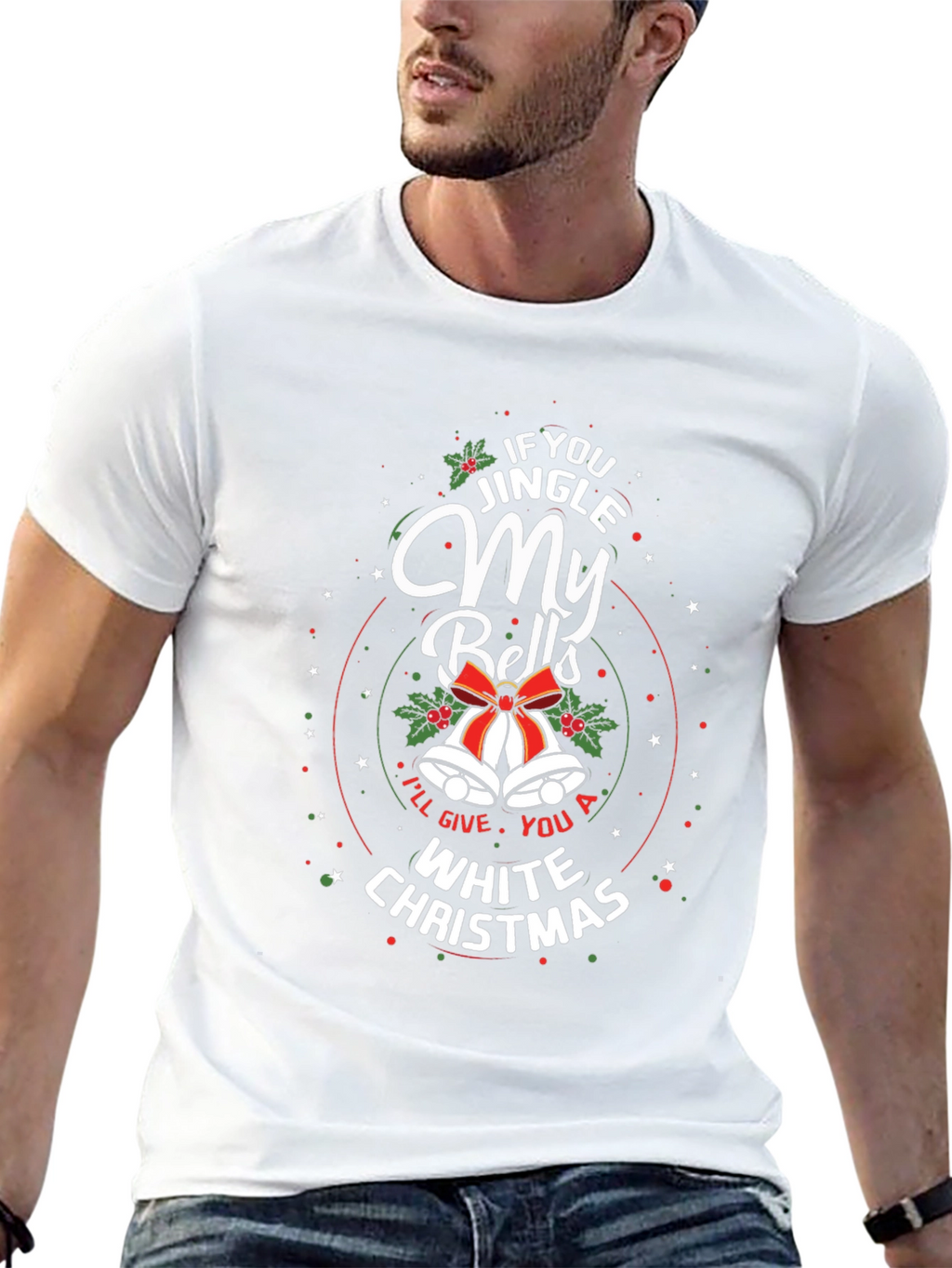 Jingle My Bells White Christmas Graphic T-Shirt