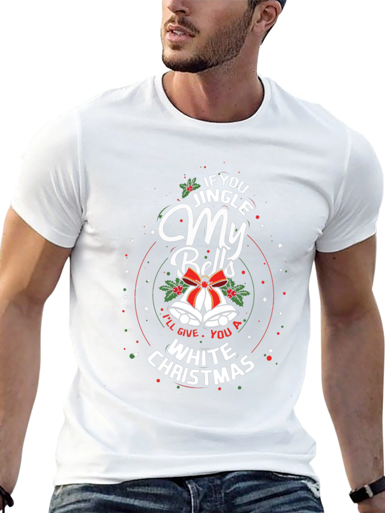 Jingle My Bells White Christmas Graphic T-Shirt