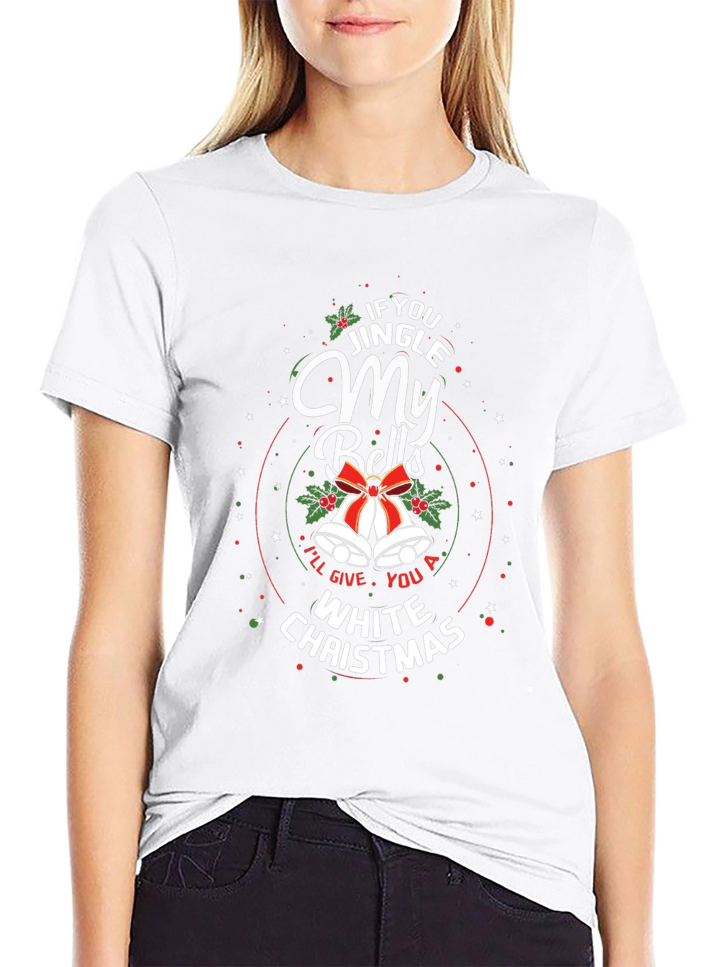 Jingle My Bells White Christmas Graphic T-Shirt
