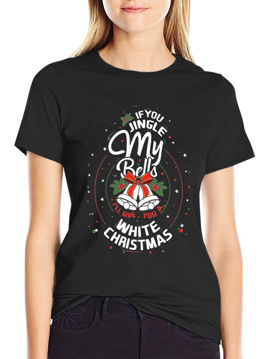 Jingle My Bells White Christmas Graphic T-Shirt