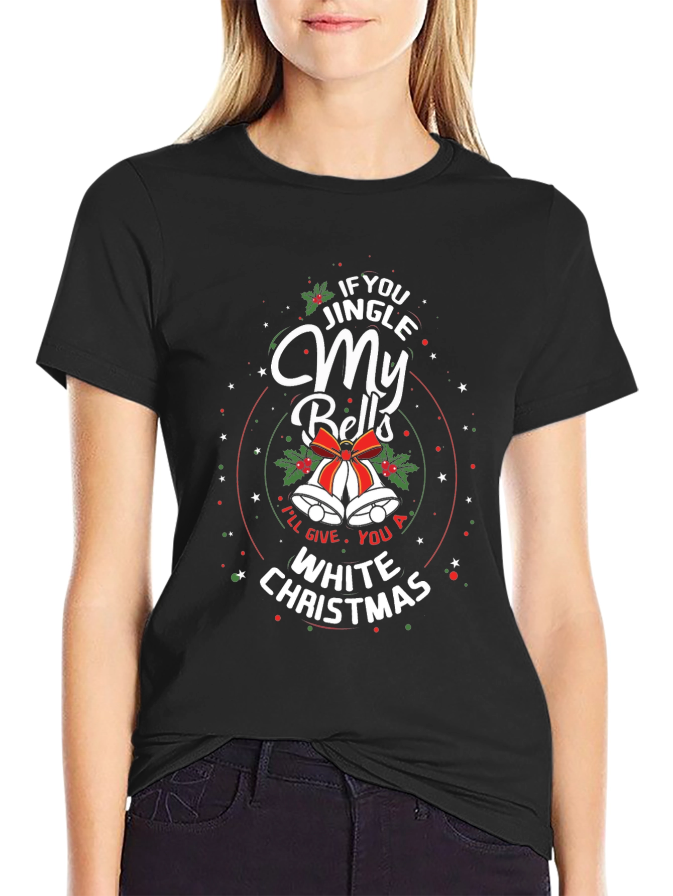 Jingle My Bells White Christmas Graphic T-Shirt