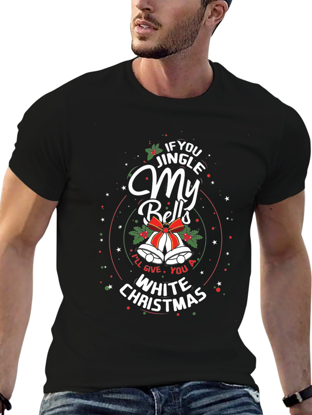 Jingle My Bells White Christmas Graphic T-Shirt