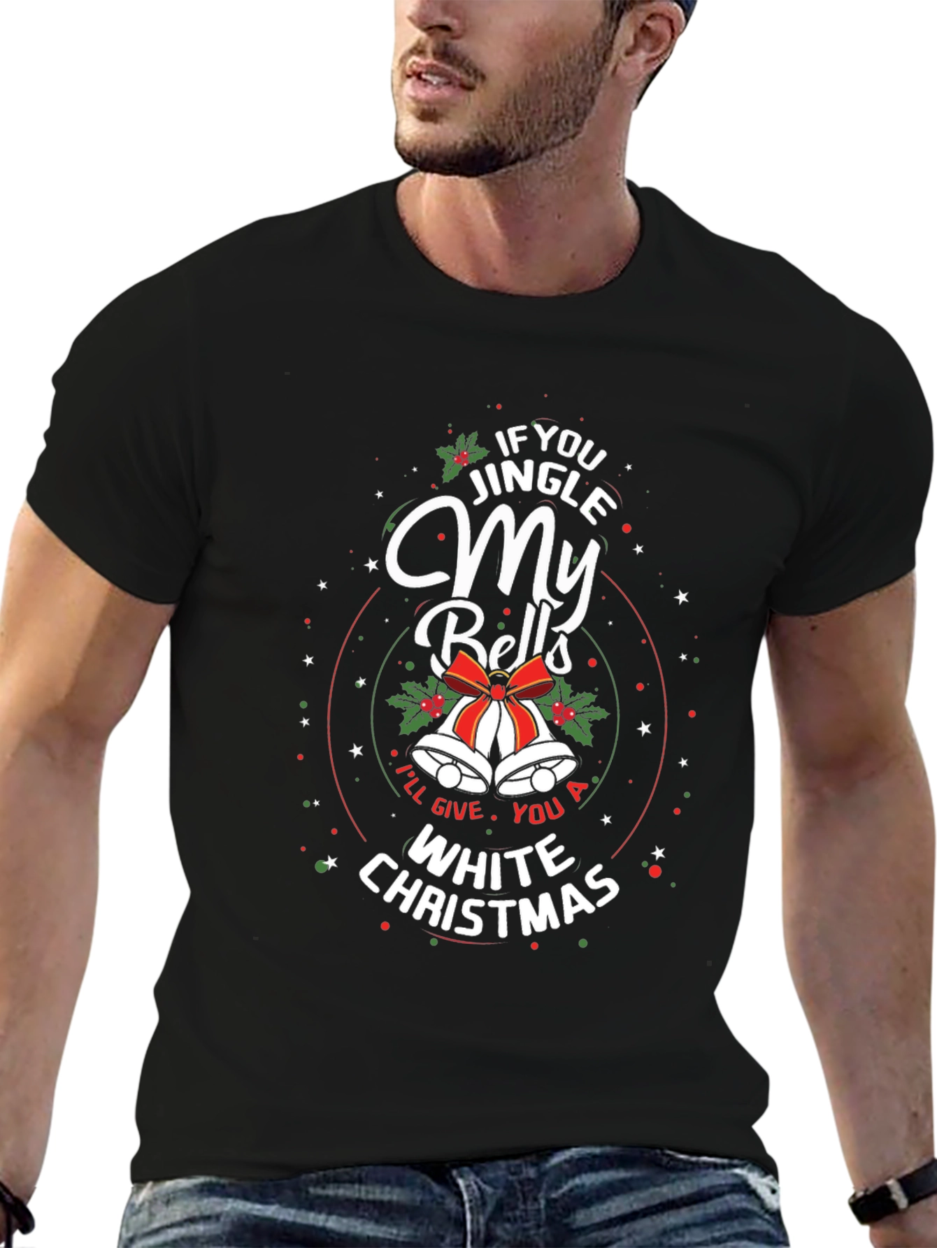 Jingle My Bells White Christmas Graphic T-Shirt