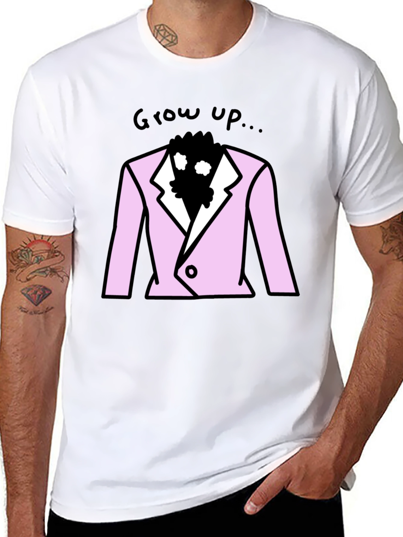 Grow Up T-Shirt - Pink Suit Design