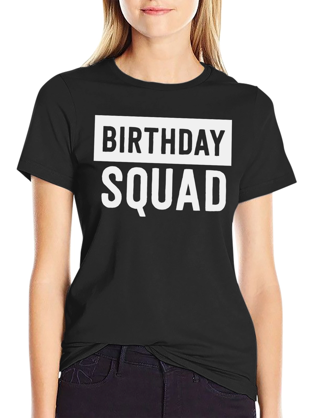 Birthday Squad T-Shirt - Black Crew Neck