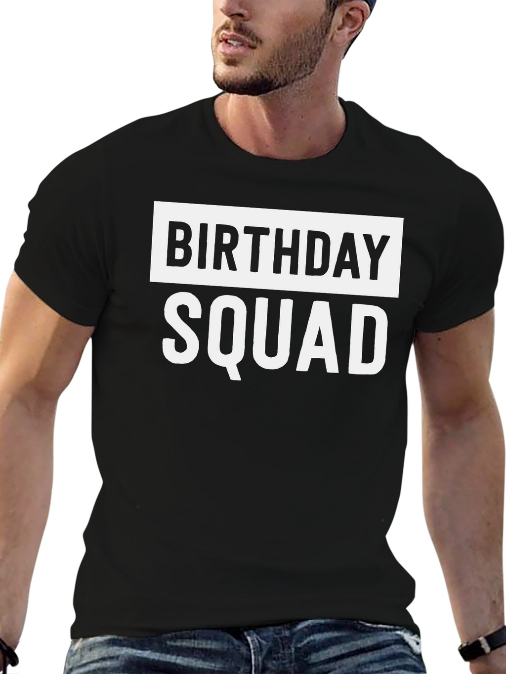 Birthday Squad T-Shirt - Black Crew Neck