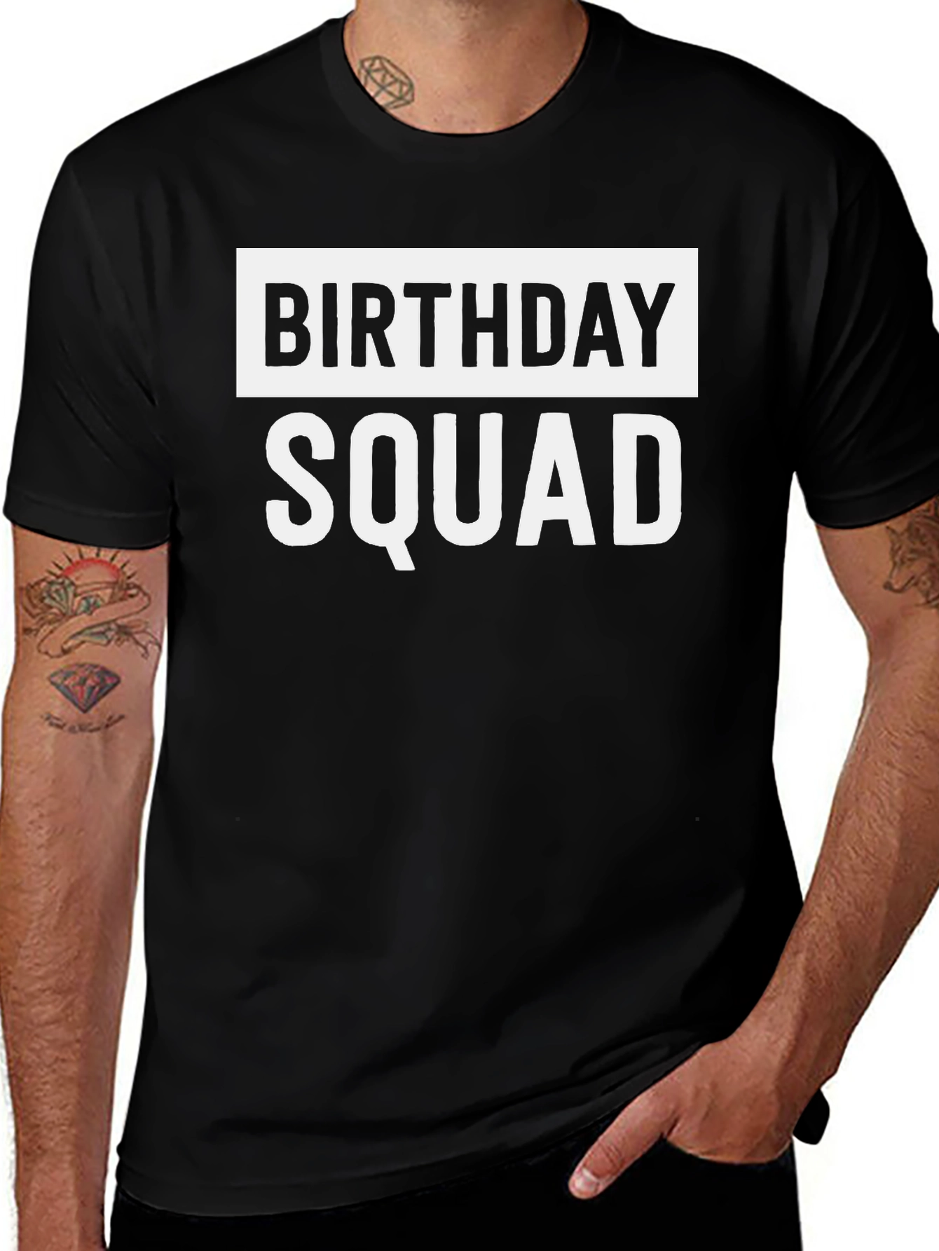 Birthday Squad T-Shirt - Black Crew Neck