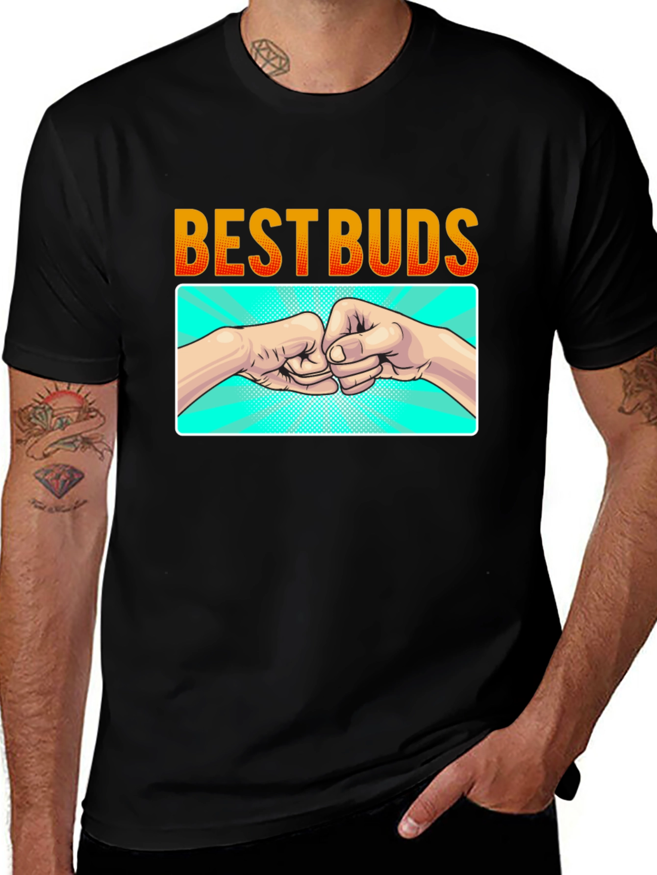 Best Buds Fist Bump Graphic T-Shirt - Cool Friendship Tee