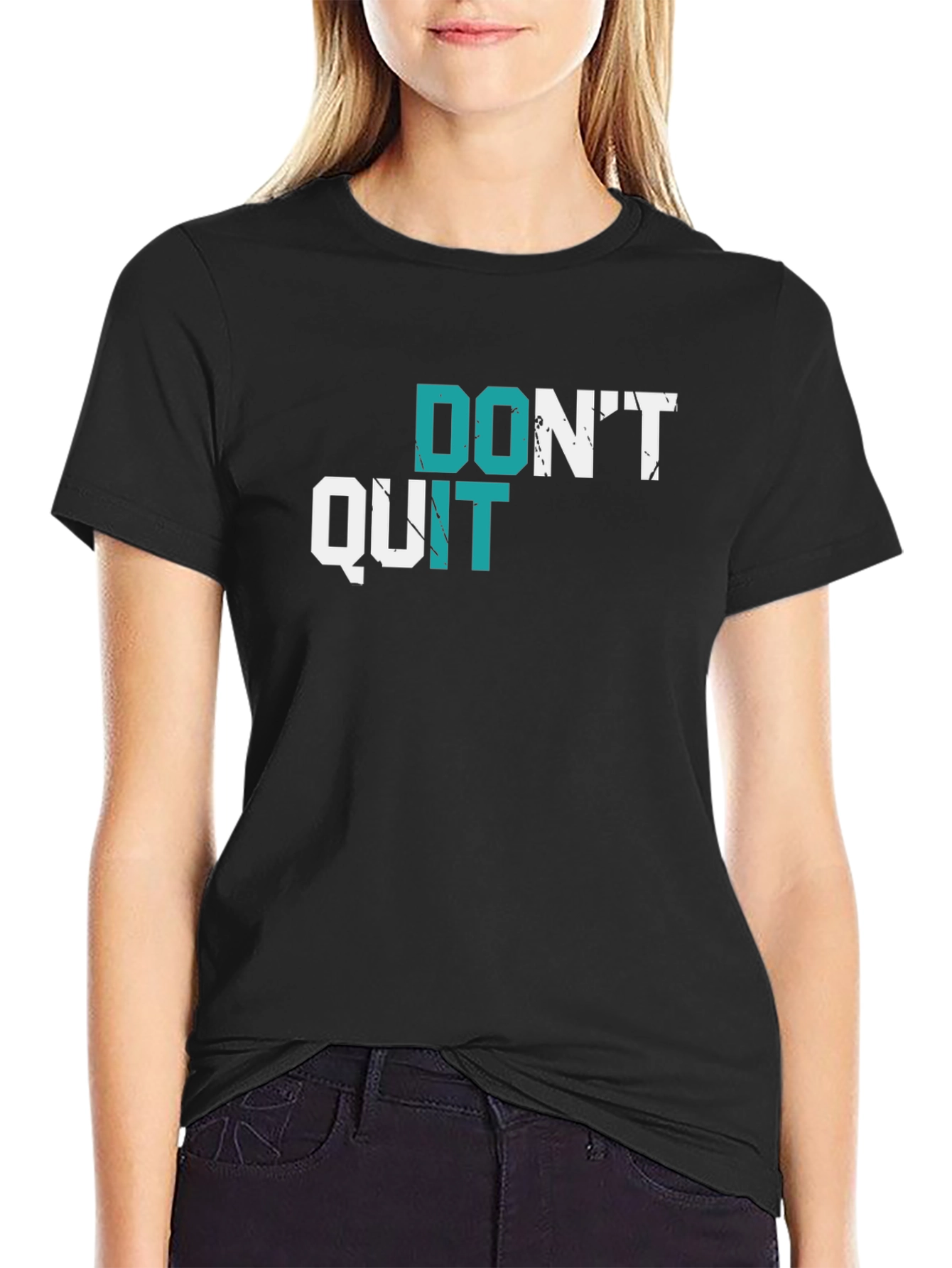 Motivational Graphic Tee - Dont Quit Black T-Shirt