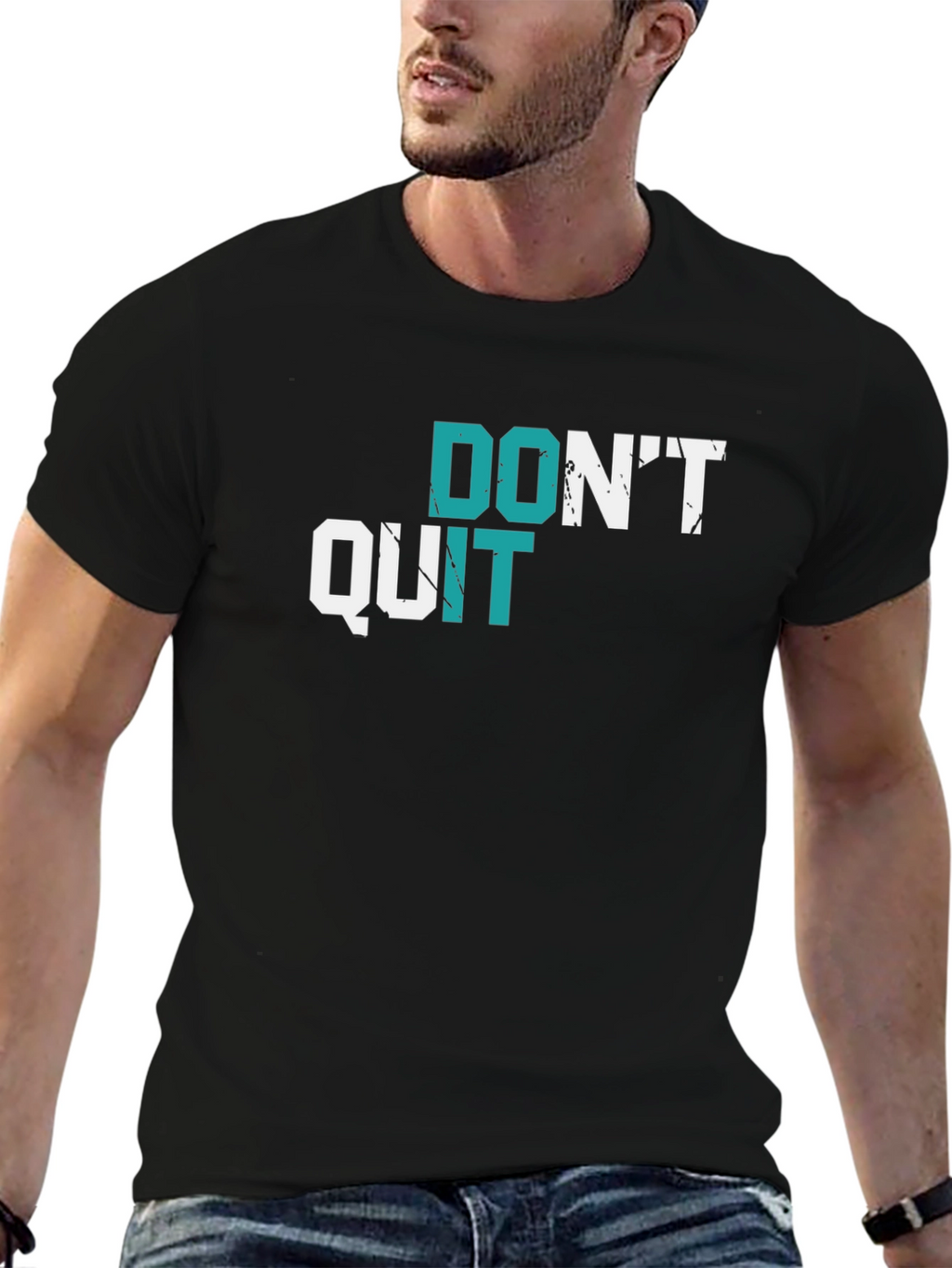 Motivational Graphic Tee - Dont Quit Black T-Shirt
