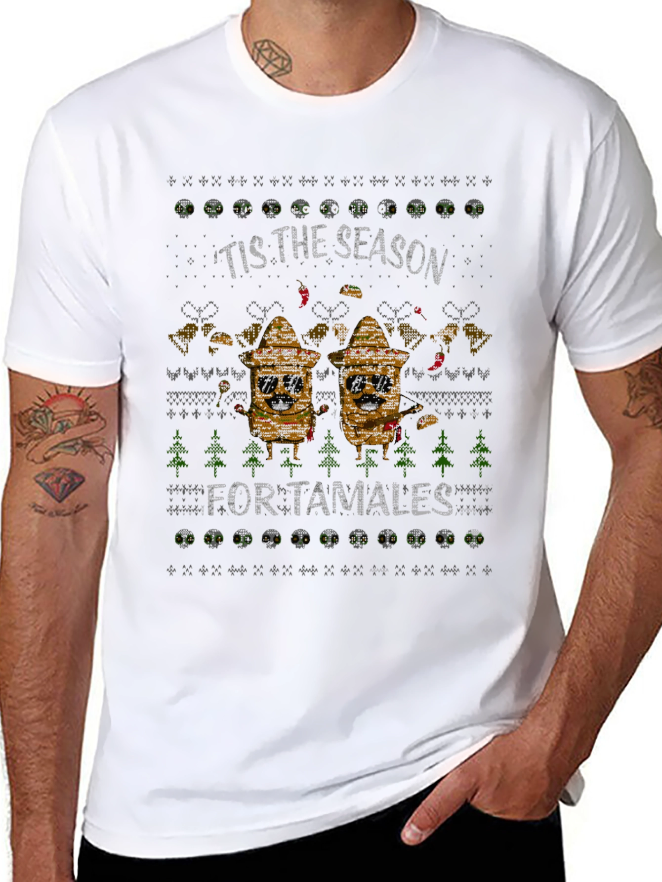 Tis the Season for Tamales Ugly Christmas T-Shirt