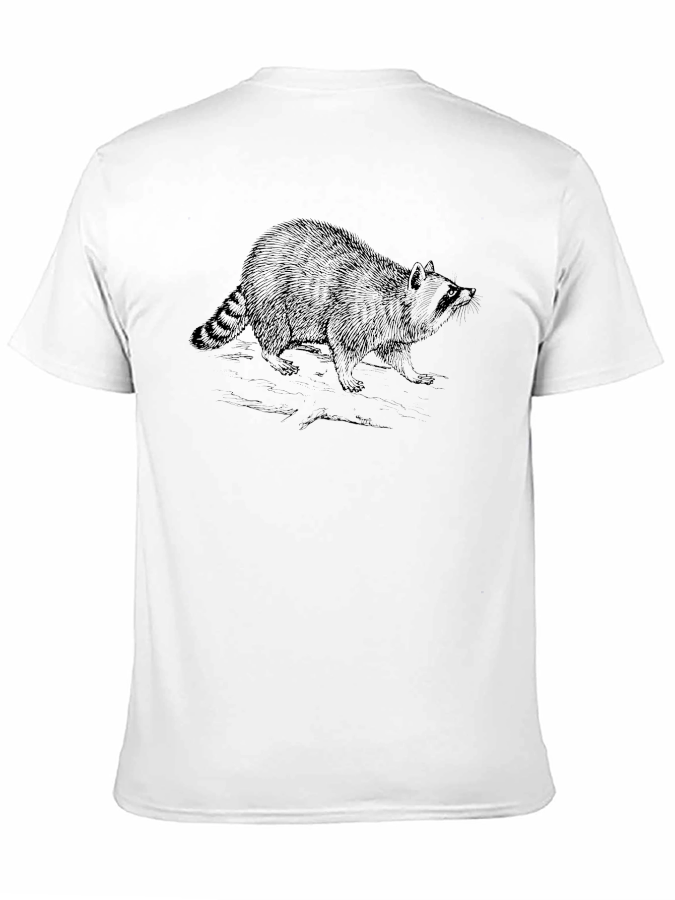 Raccoon Graphic Tee - Soft Black Cotton Casual Shirt