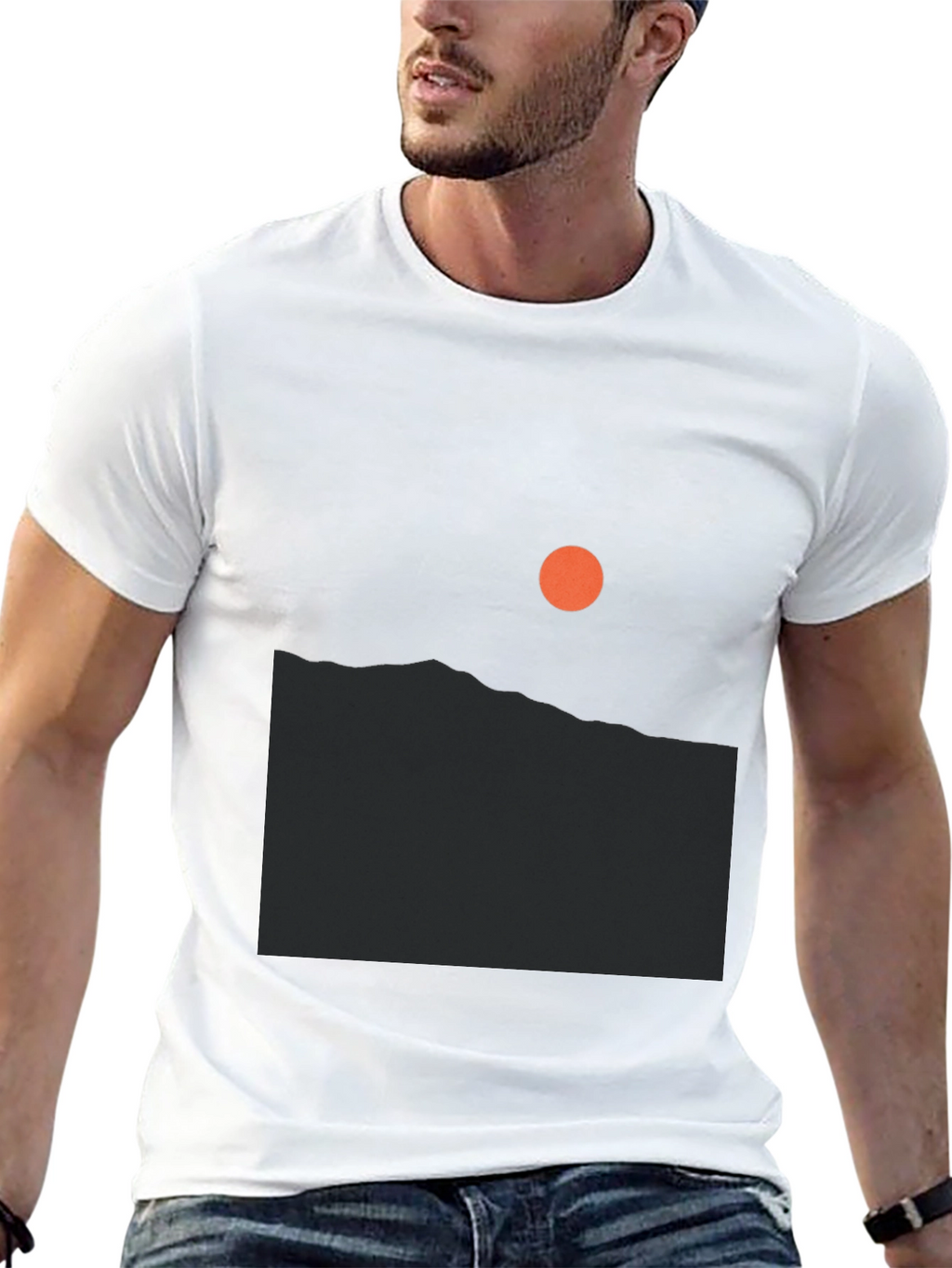 Minimalist Sunrise Graphic Tee - Black