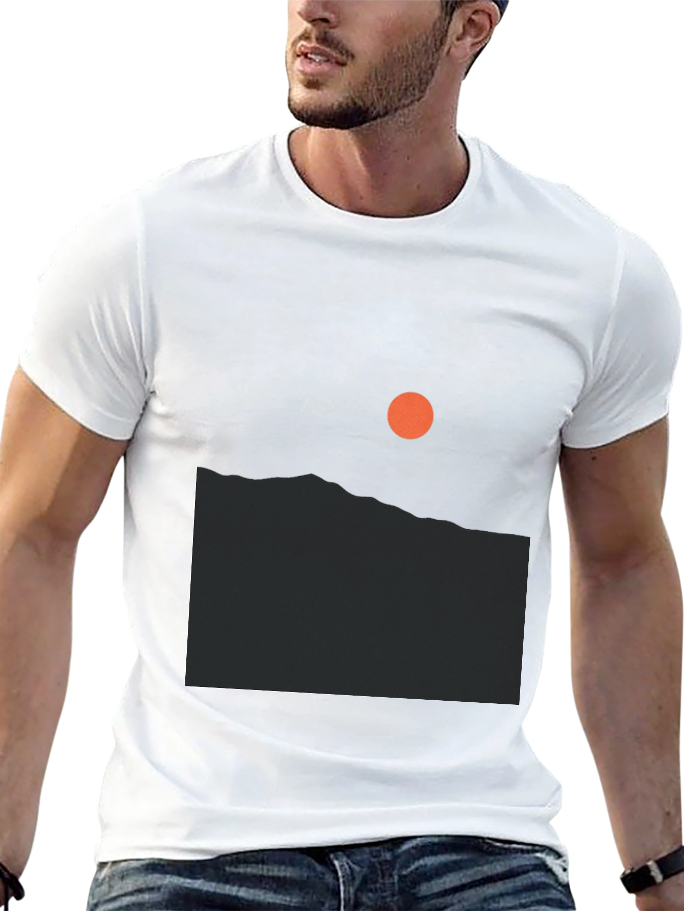 Minimalist Sunrise Graphic Tee - Black