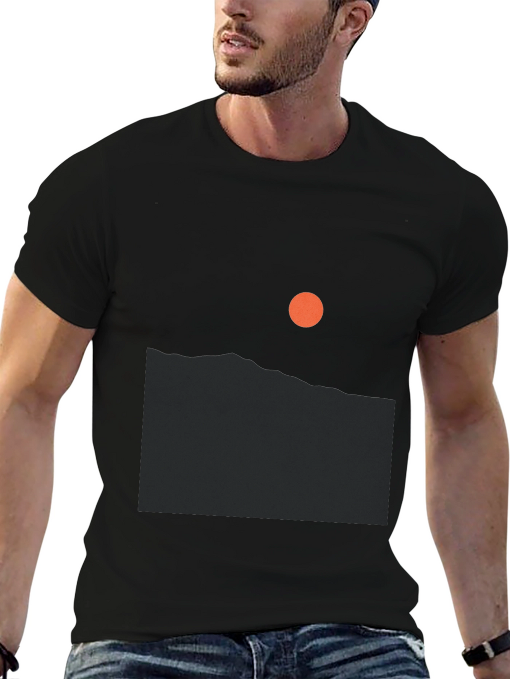 Minimalist Sunrise Graphic Tee - Black