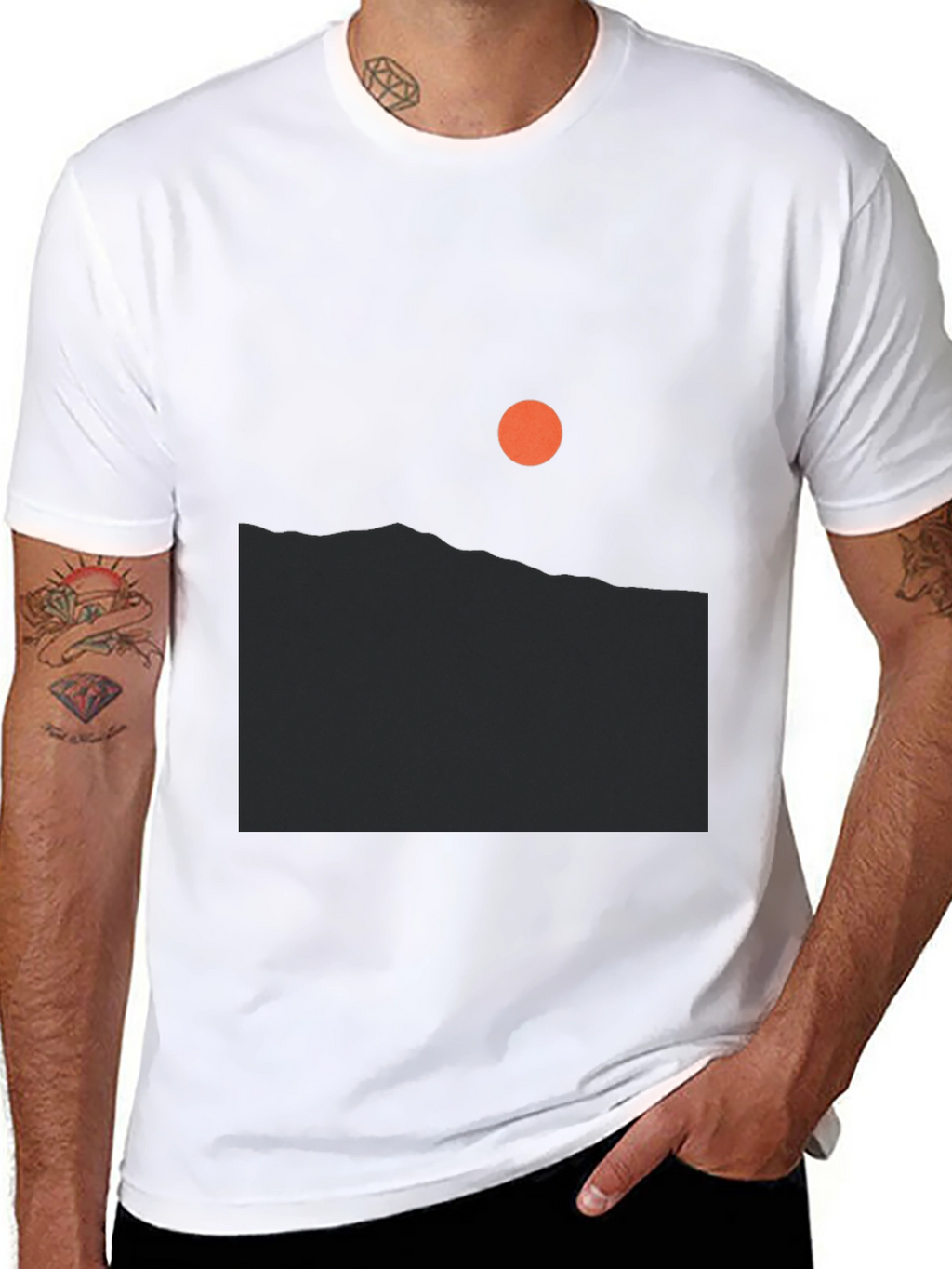 Minimalist Sunrise Graphic Tee - Black