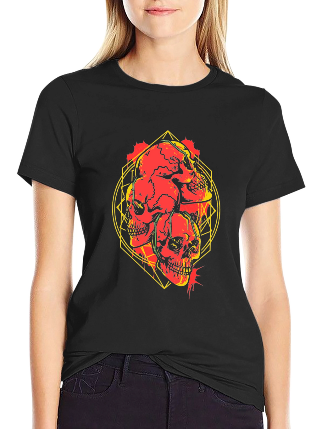 Skull Graphic Print Black T-Shirt