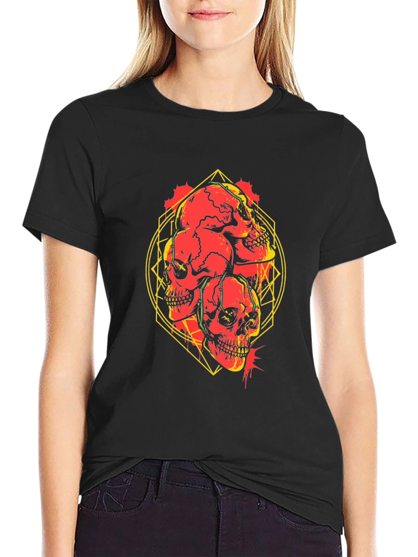 Skull Graphic Print Black T-Shirt