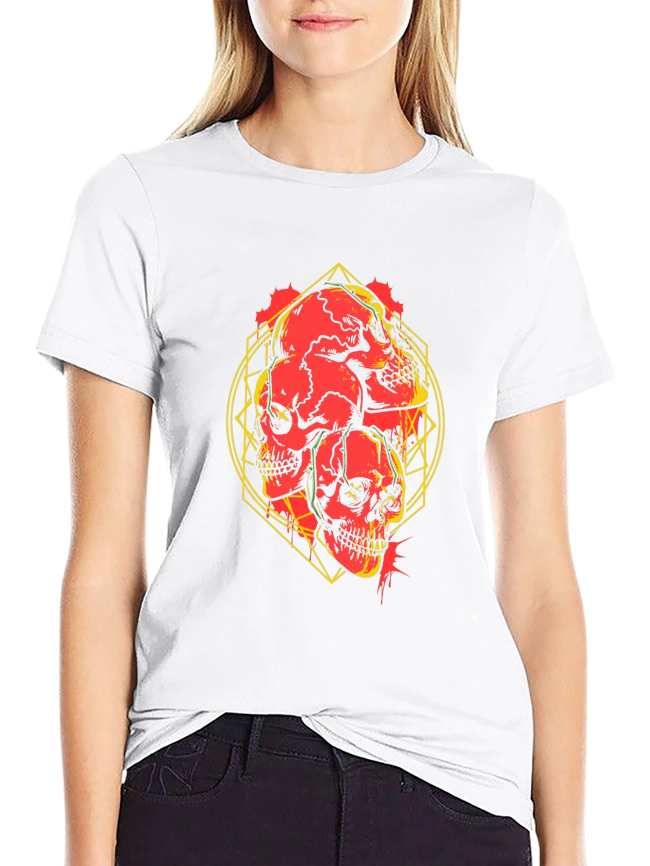 Skull Graphic Print Black T-Shirt