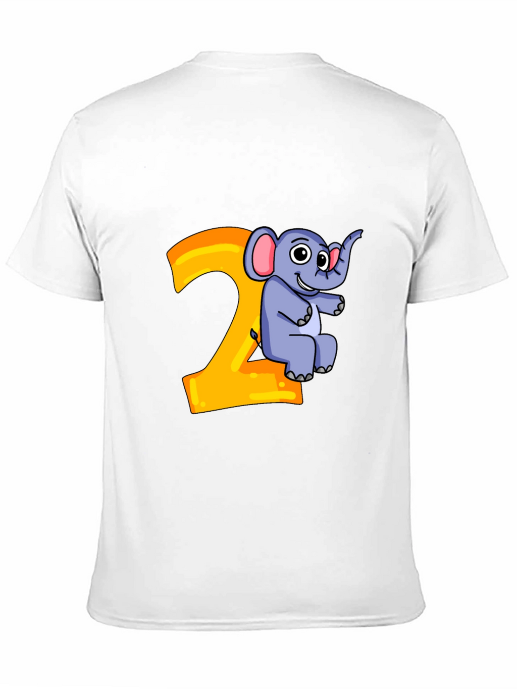 Cute Cartoon Elephant 2nd Birthday Black T-Shirt