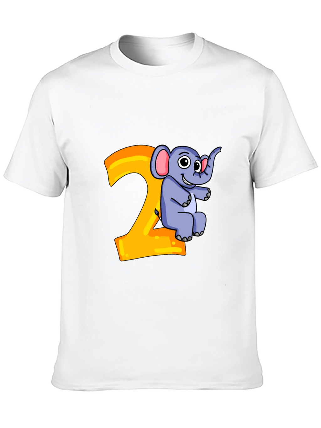 Cute Cartoon Elephant 2nd Birthday Black T-Shirt