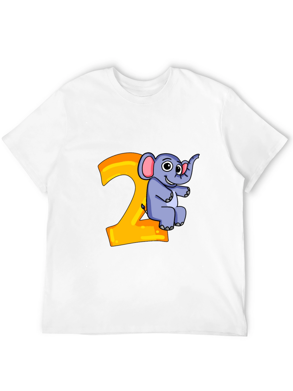 Cute Cartoon Elephant 2nd Birthday Black T-Shirt