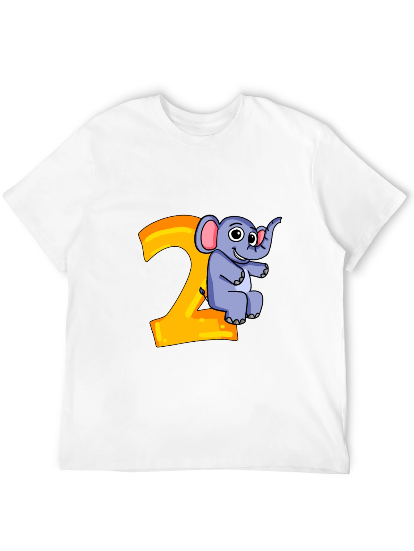 Cute Cartoon Elephant 2nd Birthday Black T-Shirt