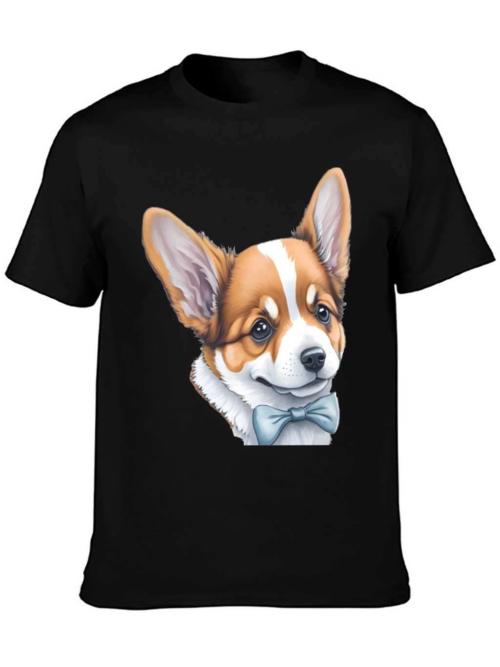 Corgi Bow Tie Black T-Shirt