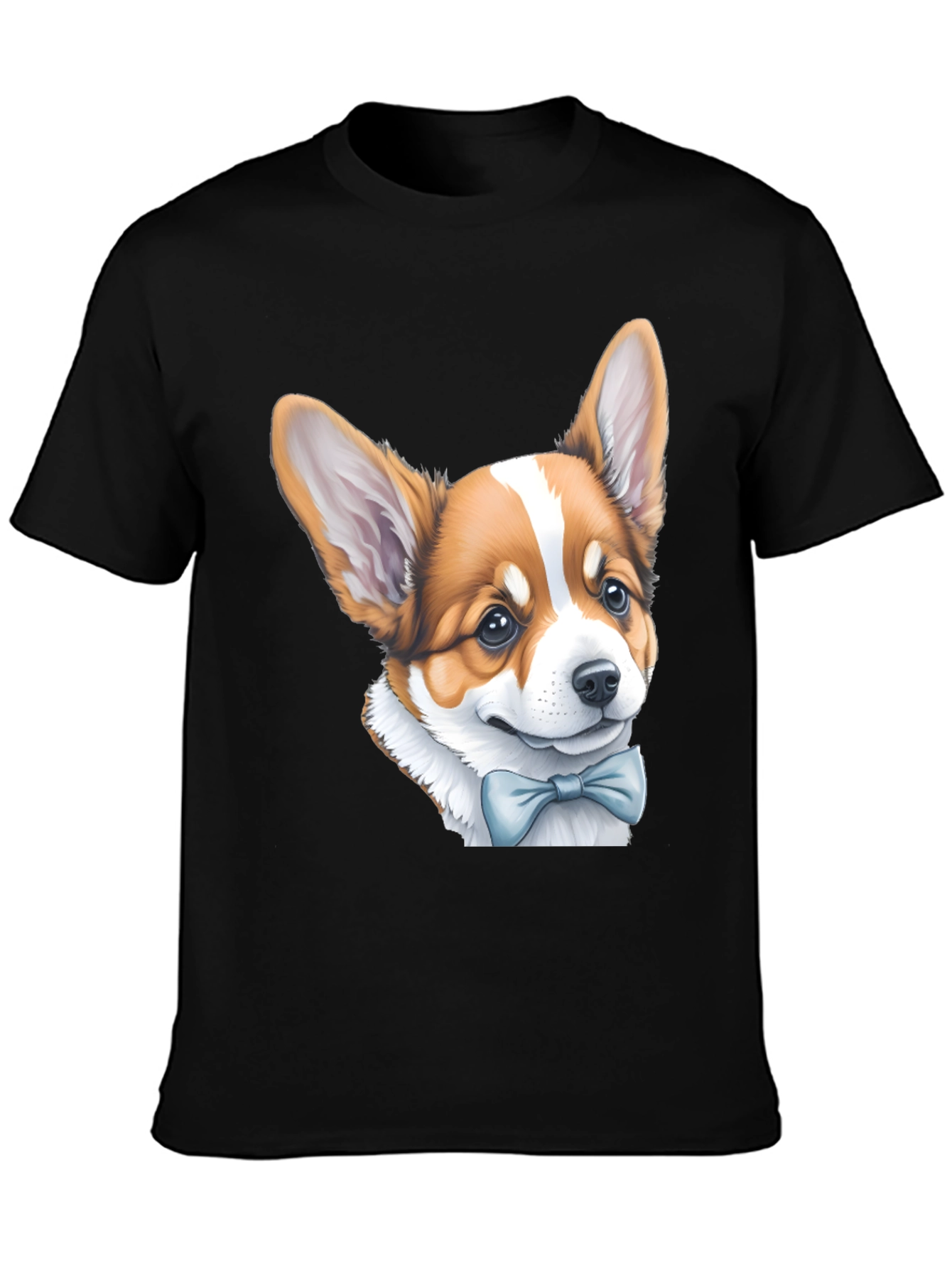 Corgi Bow Tie Black T-Shirt