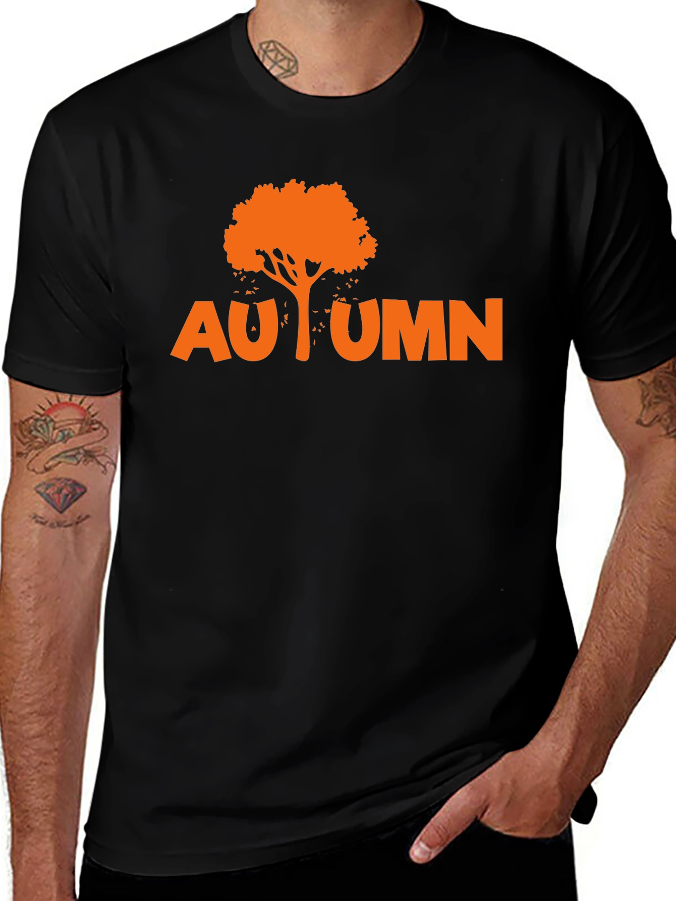 Autumn Tree Graphic Tee - Black