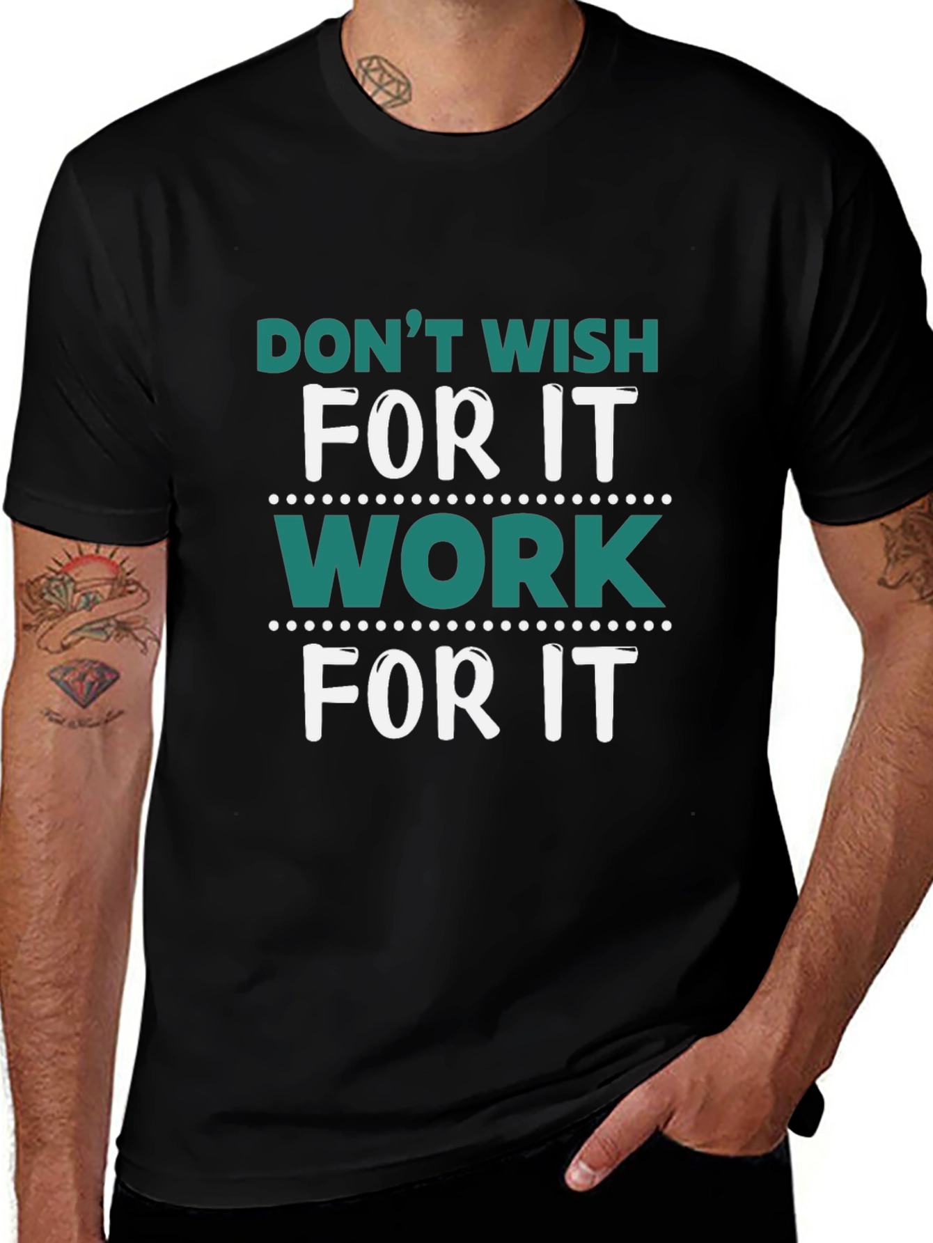 Motivational Work For It Graphic Print Black T-Shirt