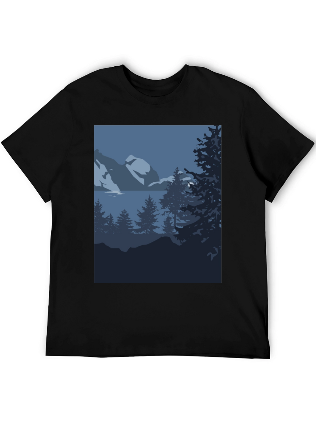 Mountain Scene Graphic Tee - Black