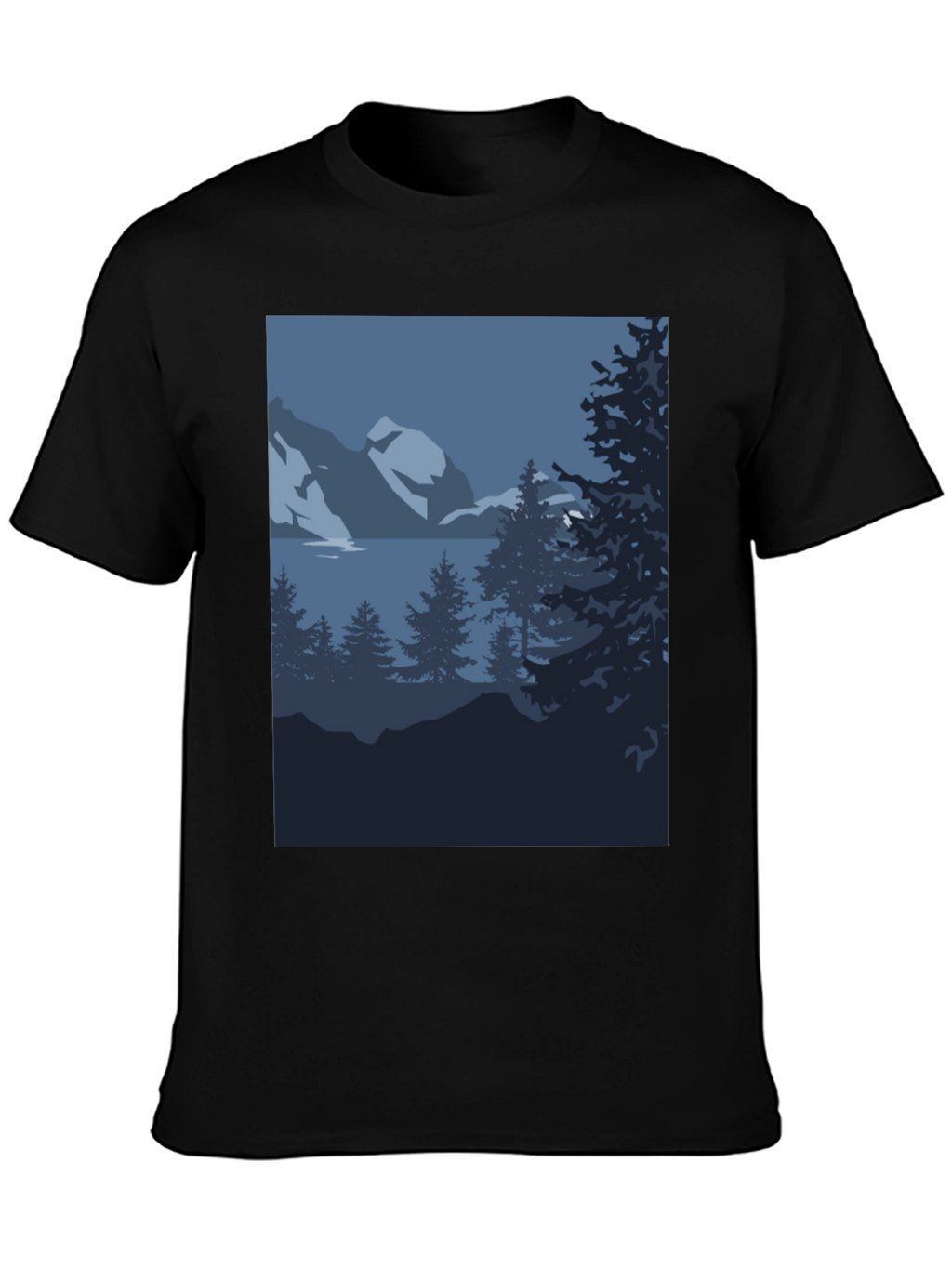 Mountain Scene Graphic Tee - Black