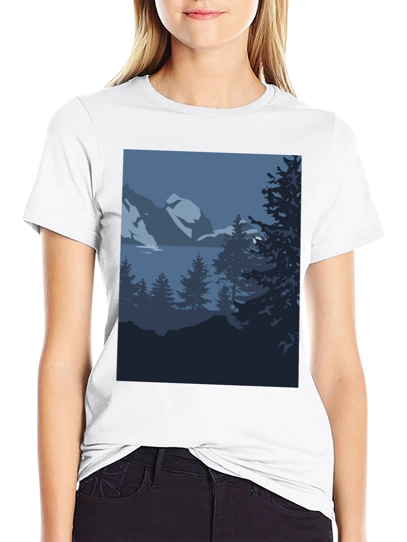 Mountain Scene Graphic Tee - Black