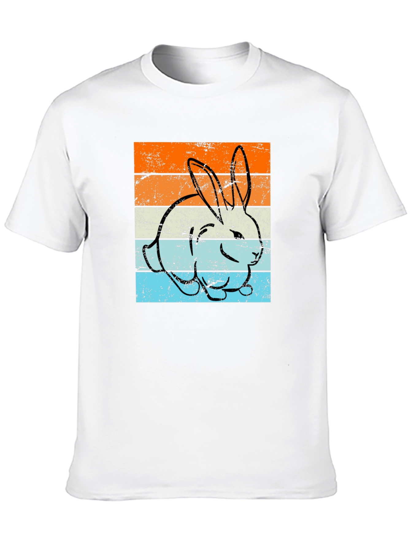 Retro Bunny Graphic Tee - Unisex Black T-Shirt