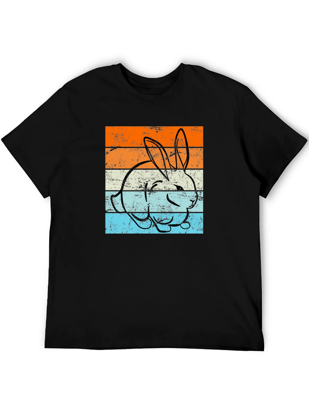 Retro Bunny Graphic Tee - Unisex Black T-Shirt