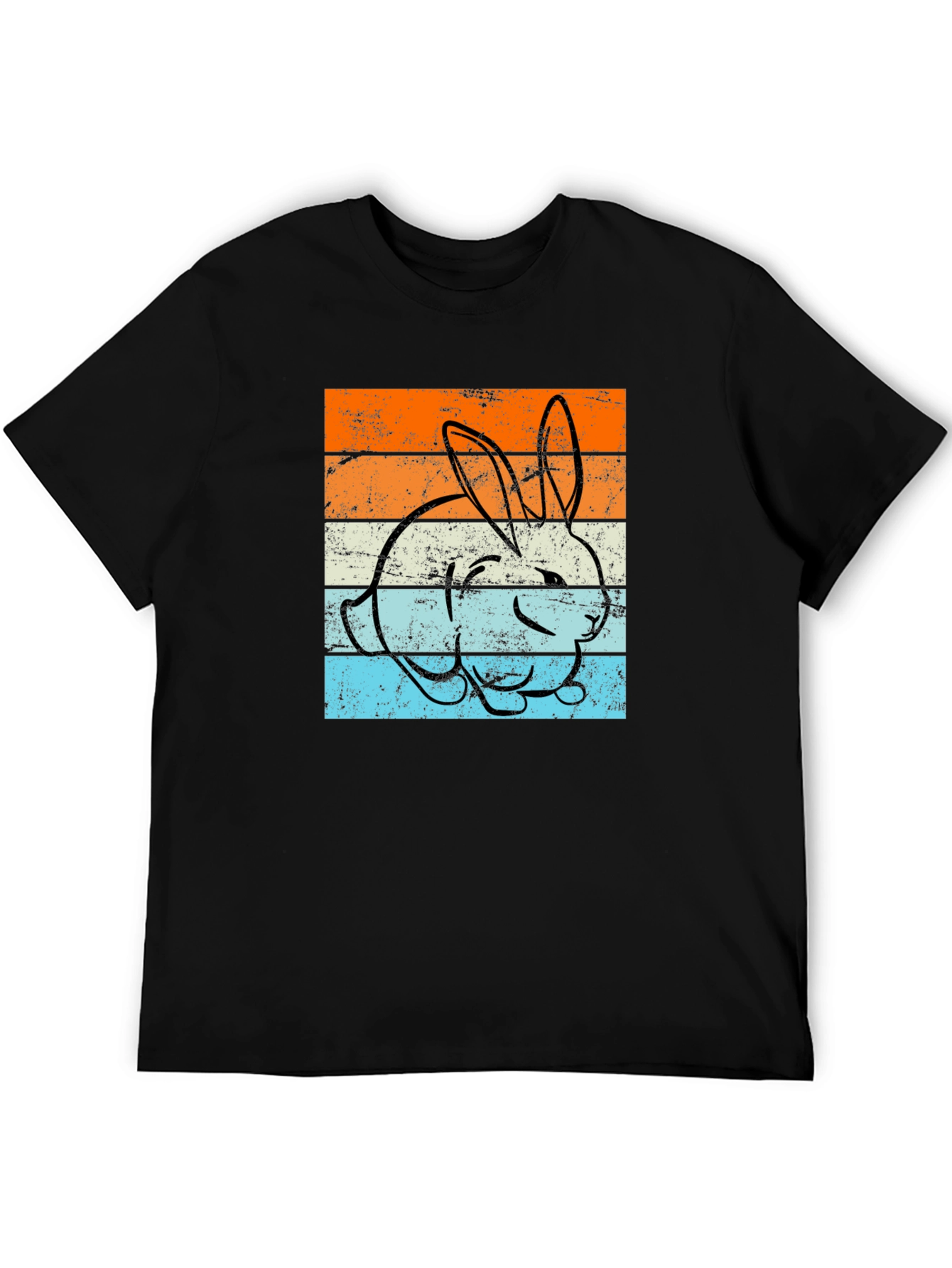 Retro Bunny Graphic Tee - Unisex Black T-Shirt