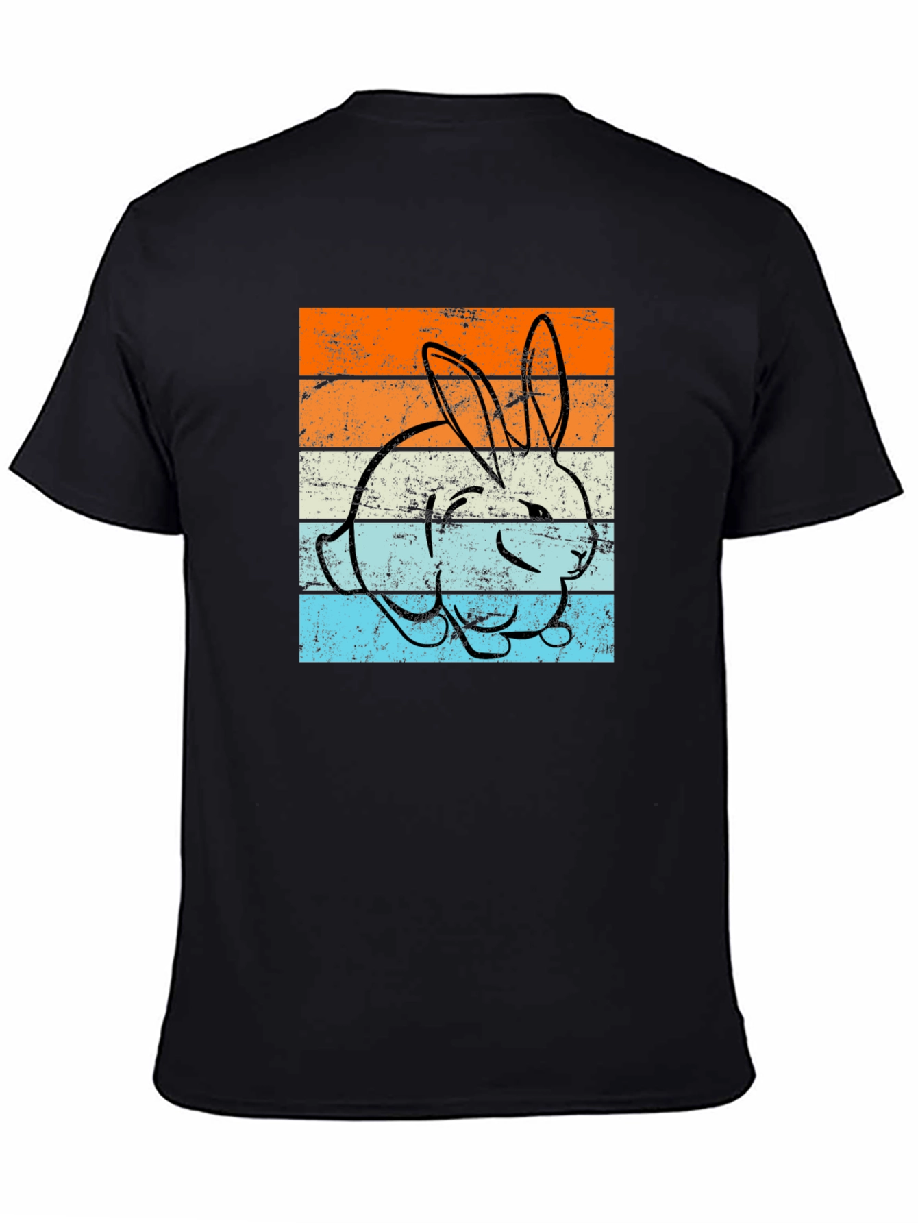 Retro Bunny Graphic Tee - Unisex Black T-Shirt