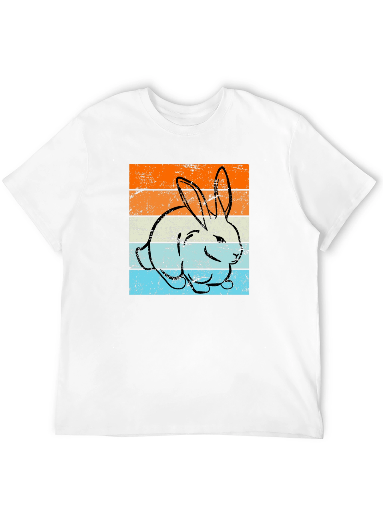 Retro Bunny Graphic Tee - Unisex Black T-Shirt