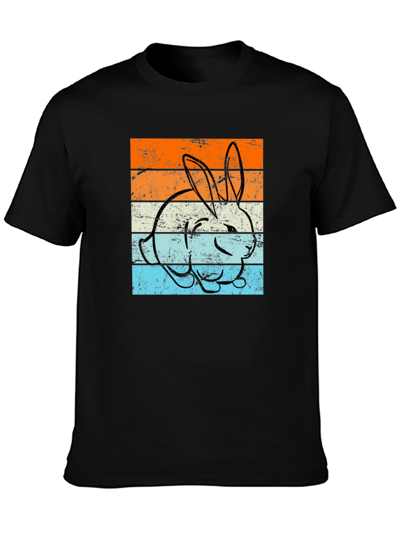 Retro Bunny Graphic Tee - Unisex Black T-Shirt