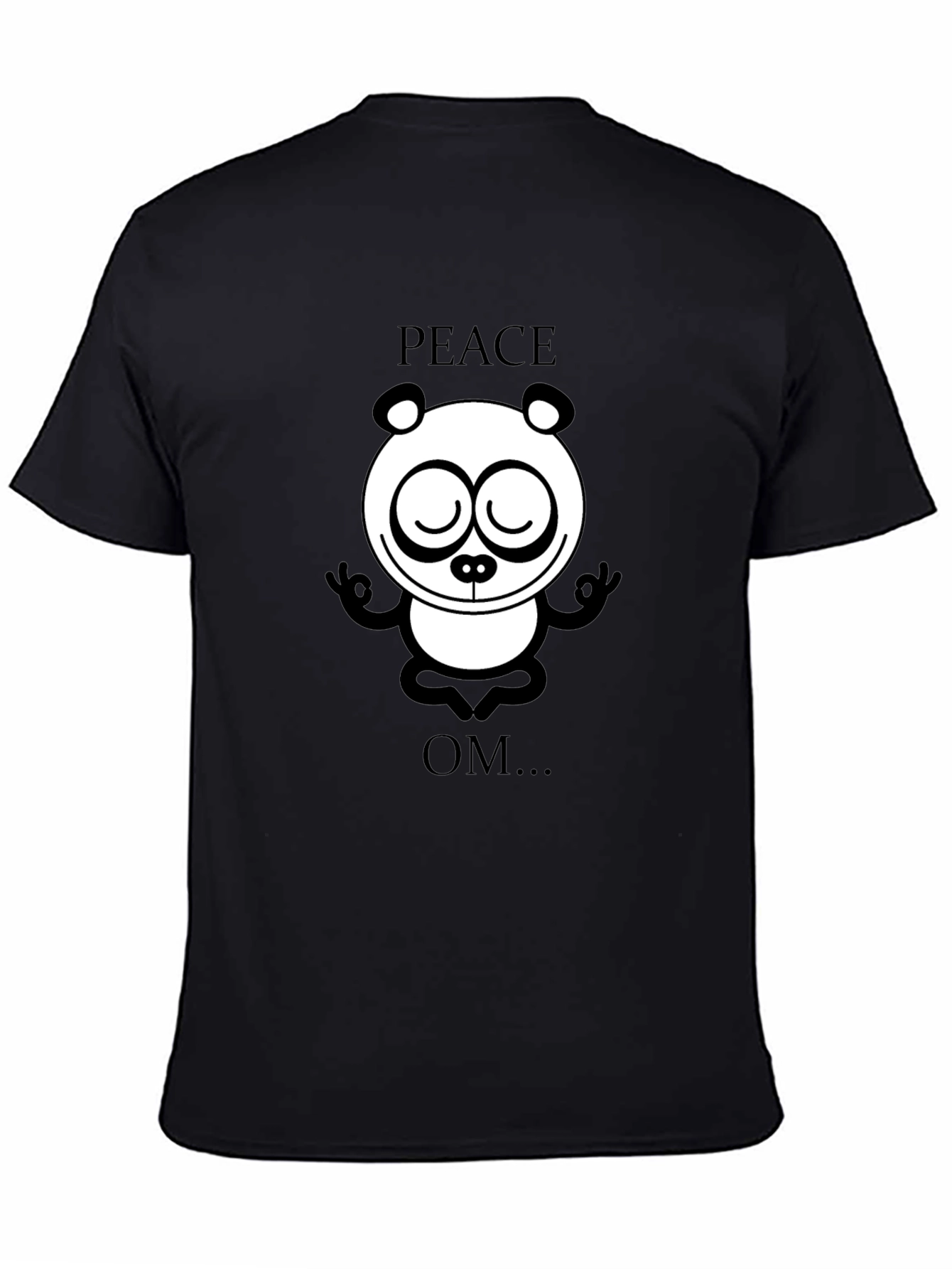 Peace Om Yoga Panda Black T-Shirt