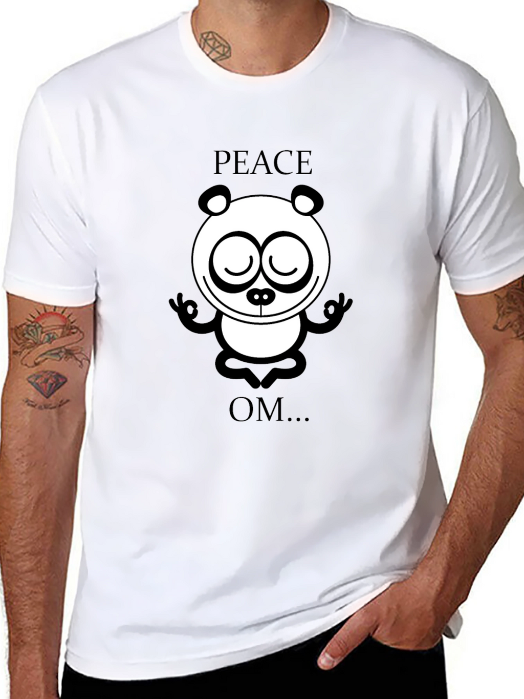 Peace Om Yoga Panda Black T-Shirt