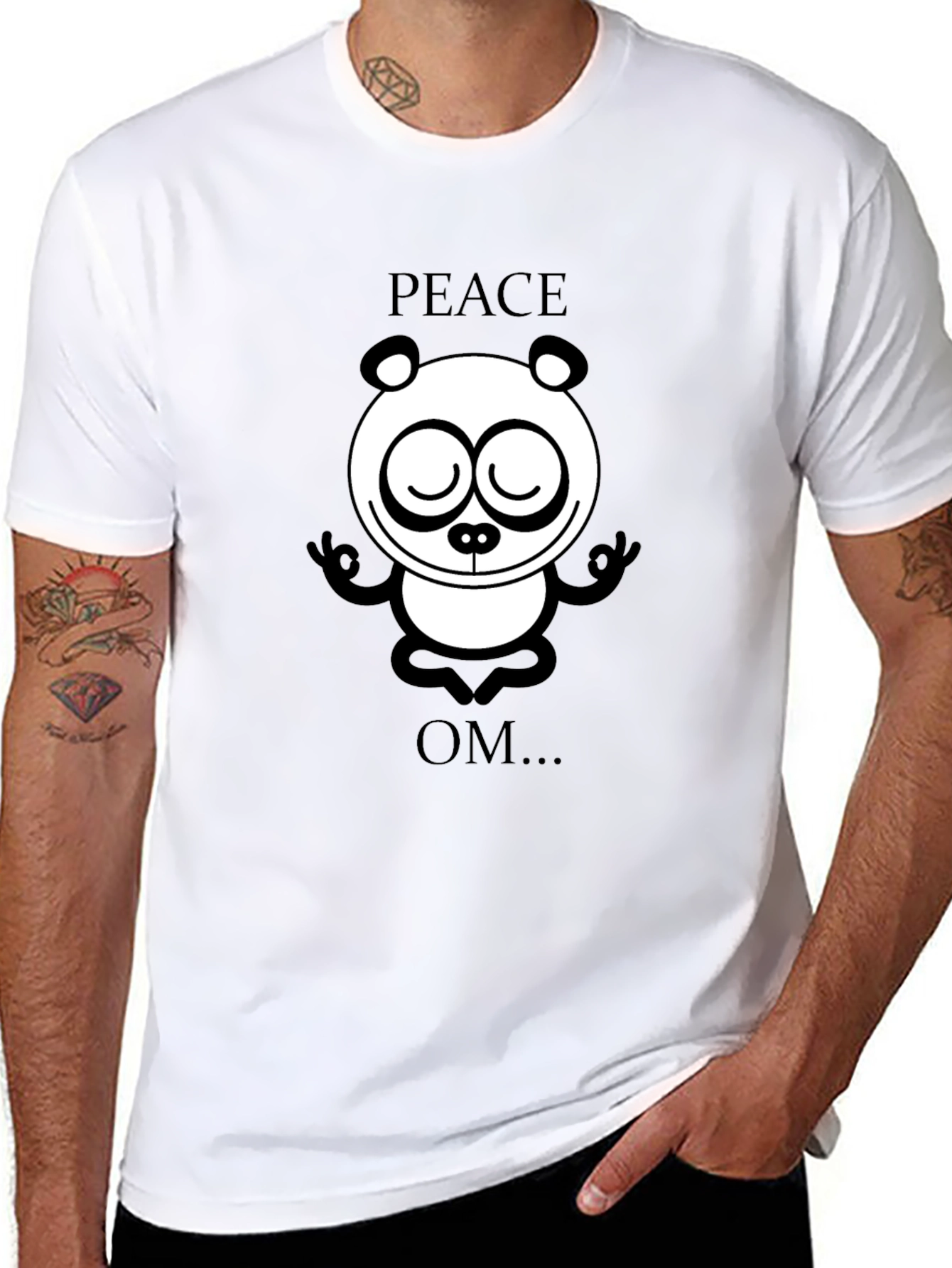 Peace Om Yoga Panda Black T-Shirt